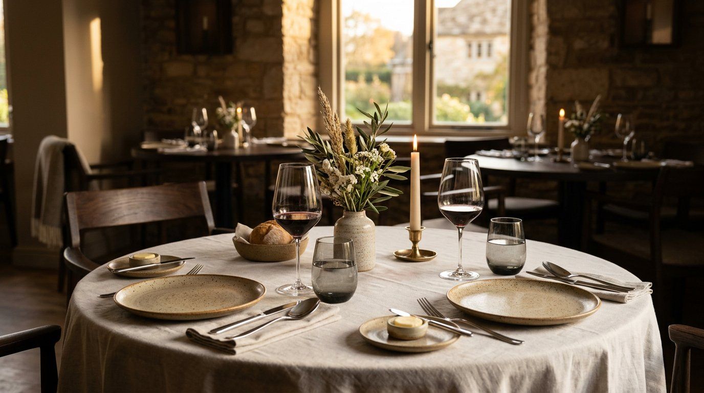 A considered restaurant table setting